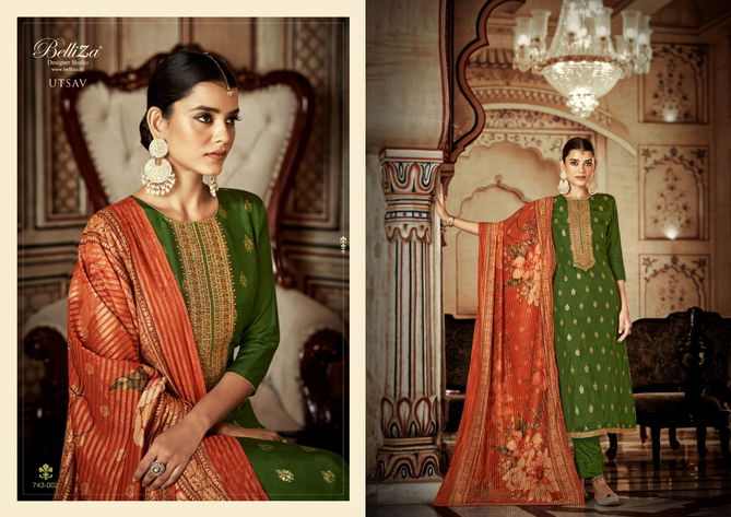 Utsav By Belliza Designer Jacquard Dress Material Catalog